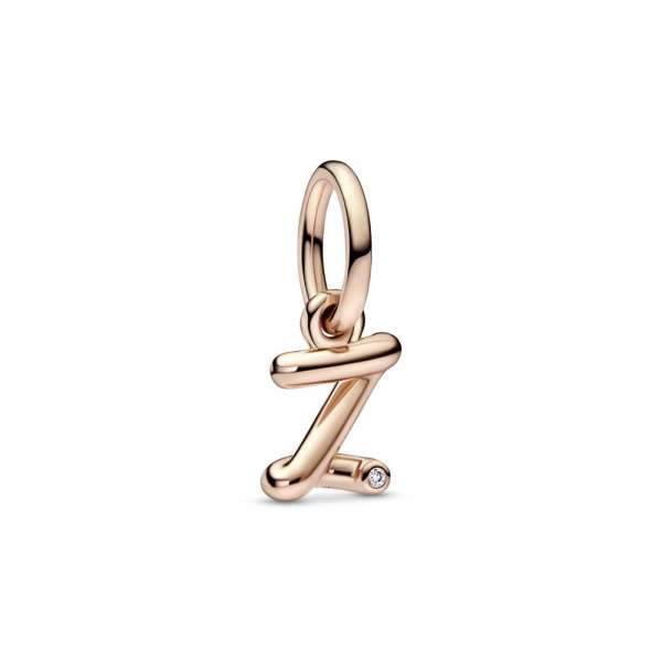 Letter z 14k rose gold-plated dangle with clear cubic zirconia 