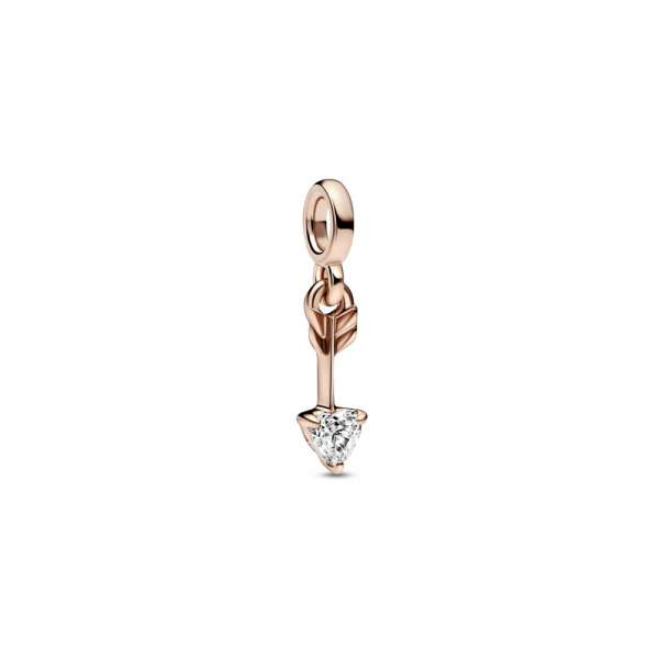 Arrow 14k rose gold-plated mini dangle with clear cubic zirconia 