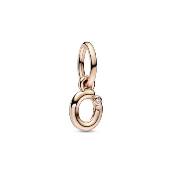 Letter o 14k rose gold-plated dangle with clear cubic zirconia 