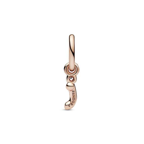 Letter i 14k rose gold-plated dangle with clear cubic zirconia 