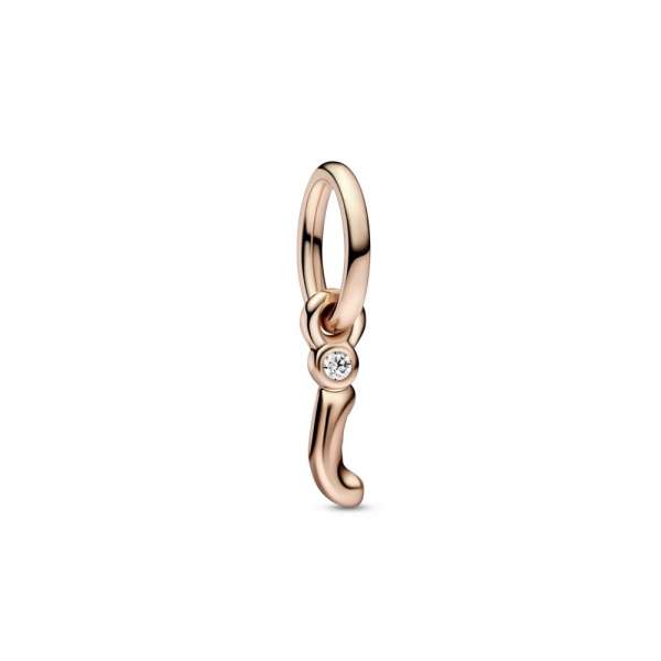 Letter i 14k rose gold-plated dangle with clear cubic zirconia 