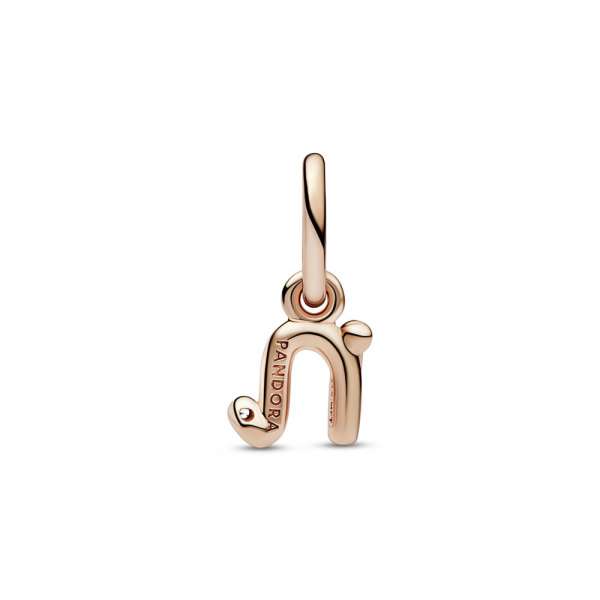 Letter n 14k rose gold-plated dangle with clear cubic zirconia 