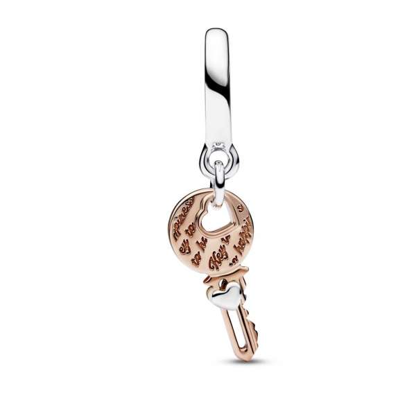 Key sterling silver and 14k rose gold-plated dangle 