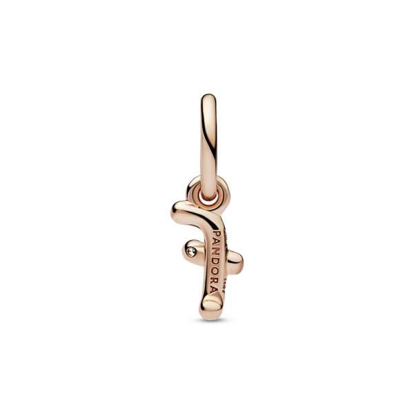 Letter f 14k rose gold-plated dangle with clear cubic zirconia 