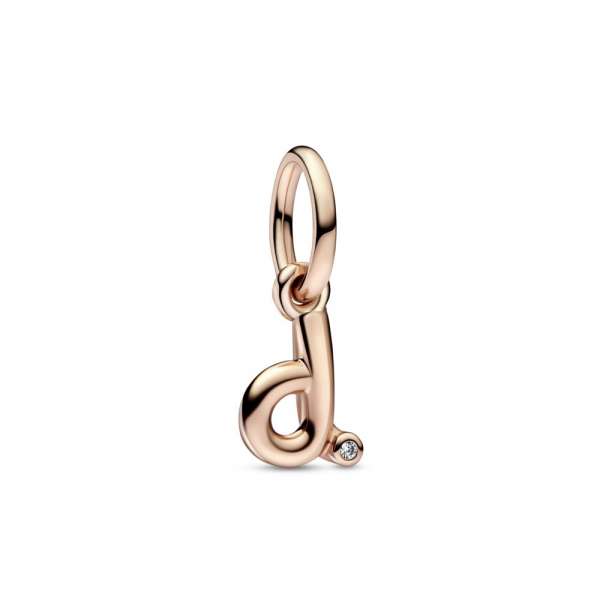 Letter d 14k rose gold-plated dangle with clear cubic zirconia 