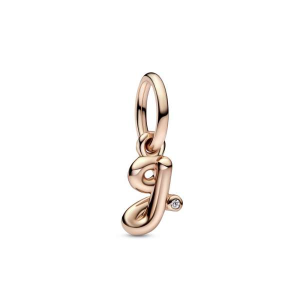 Letter g 14k rose gold-plated dangle with clear cubic zirconia 