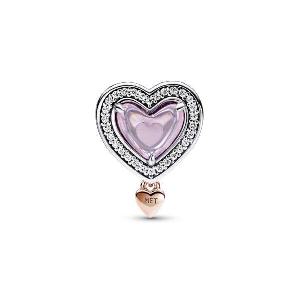 Two-tone Openwork Mum & Heart Charm 