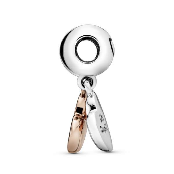 Mother & Daughter Heart Split Dangle Charm 