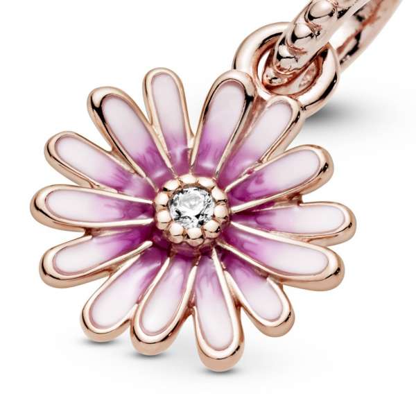 Pink Daisy Flower Dangle Charm 