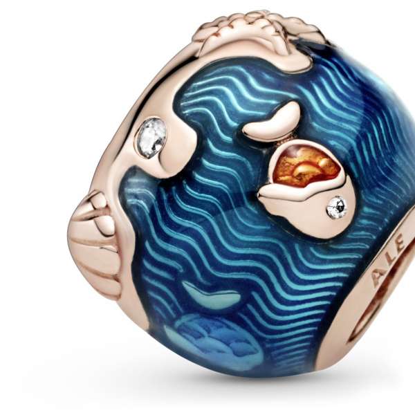Shimmering Ocean Waves & Fish Charm 