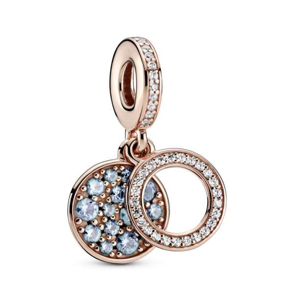 Sparkling Light Blue Disc Double Dangle Charm PANDORA