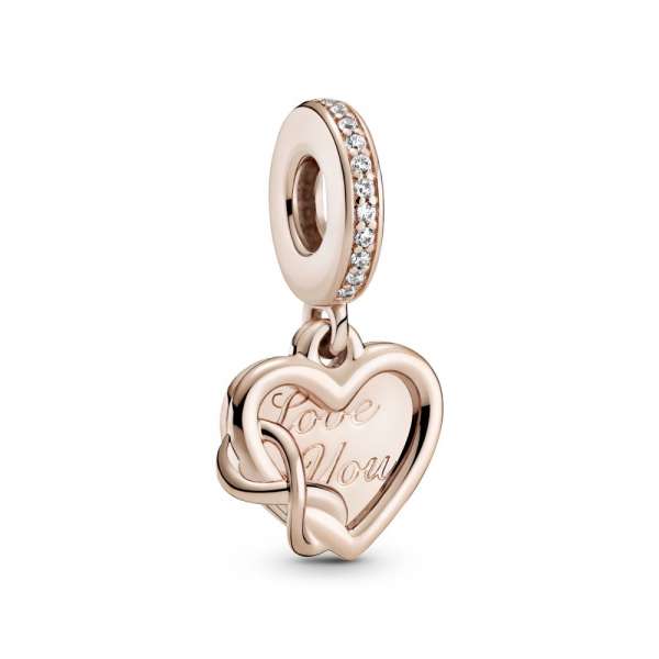 Love You Infinity Heart Dangle Charm 