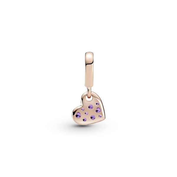 Royal Purple Pavé Tilted Heart Dangle Charm 