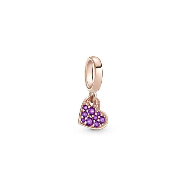 Royal Purple Pavé Tilted Heart Dangle Charm 