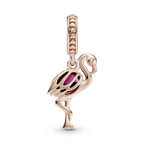 Pink Murano Glass Flamingo Dangle Charm 