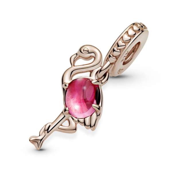 Pink Murano Glass Flamingo Dangle Charm 