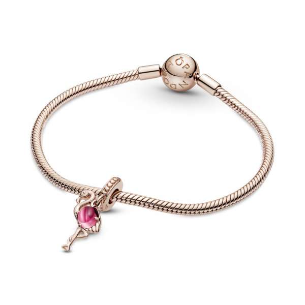 Pink Murano Glass Flamingo Dangle Charm 