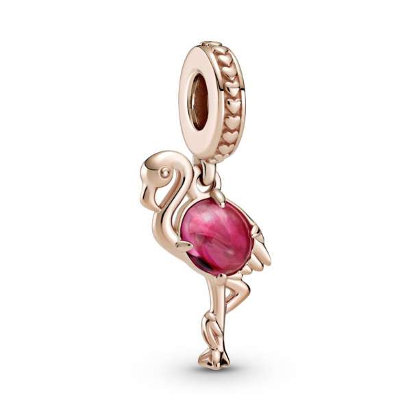 Pink Murano Glass Flamingo Dangle Charm 