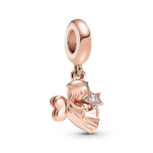 Heart Winged Angel Dangle Charm 