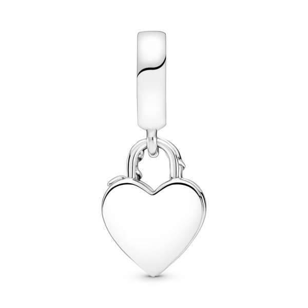 Rose Heart Padlock Dangle Charm 