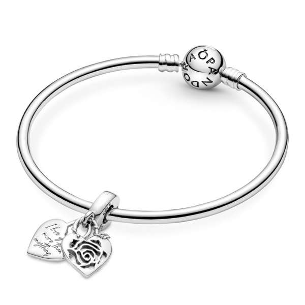 Rose Heart Padlock Dangle Charm 