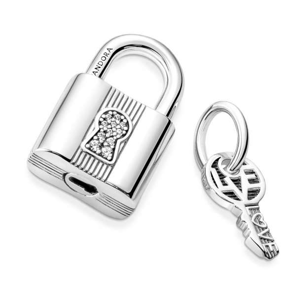 Padlock and Key Dangle Charm 