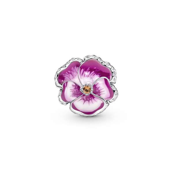 Pink Pansy Flower Charm 