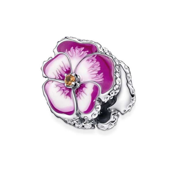 Pink Pansy Flower Charm 