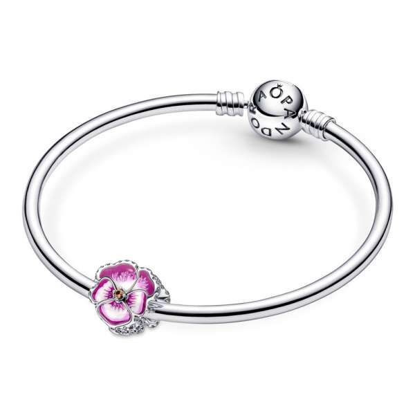 Pink Pansy Flower Charm 