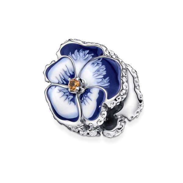 Blue Pansy Flower Charm 