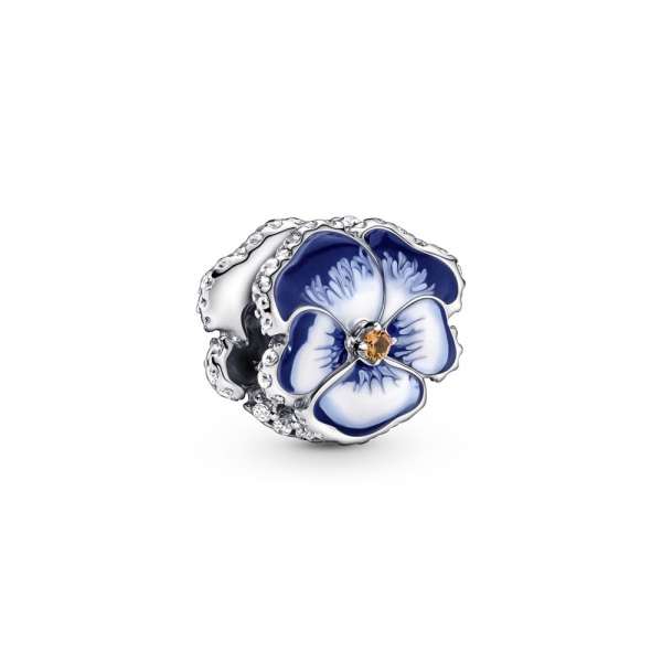 Blue Pansy Flower Charm 