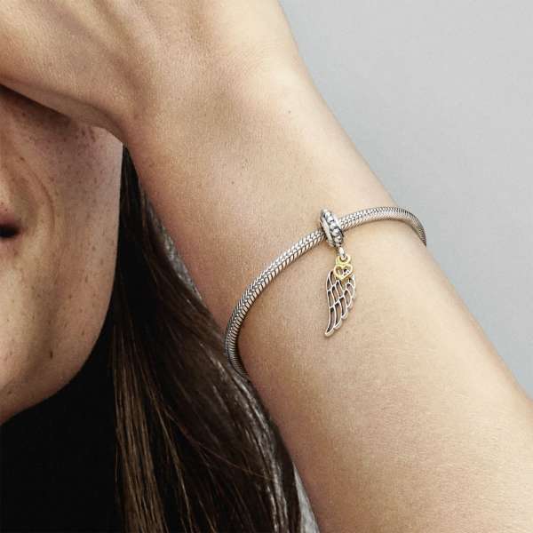 Angel Wing & Heart Dangle Charm 