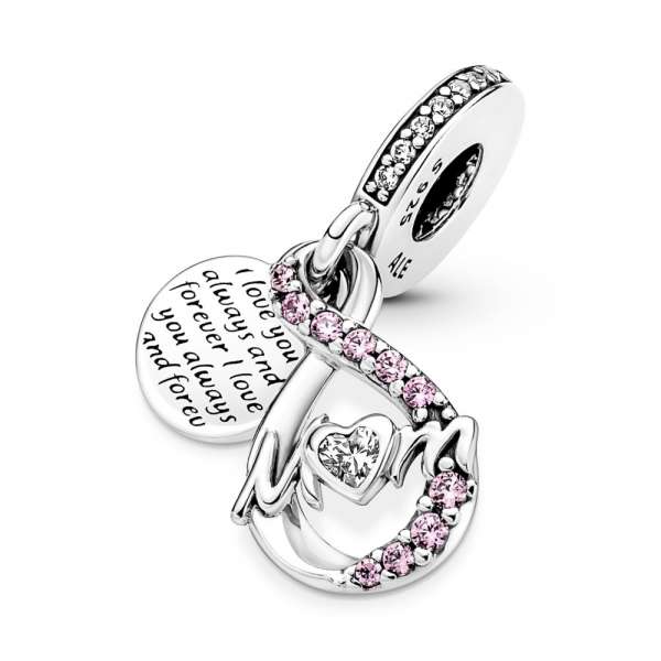 Mum Infinity Pavé Double Dangle Charm 