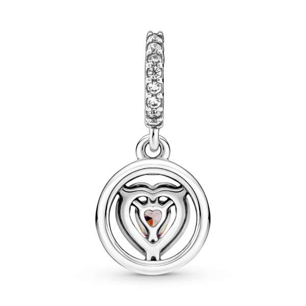 Sparkling Double Halo Heart Dangle Charm 