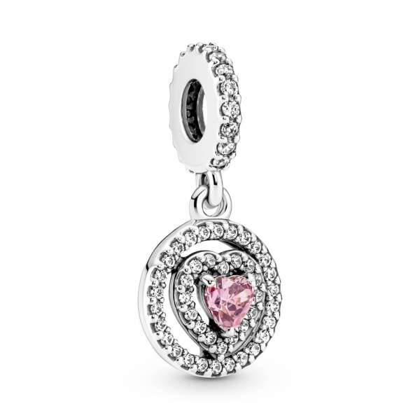 Sparkling Double Halo Heart Dangle Charm 