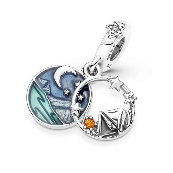 Camping Night Sky Double Dangle Charm 