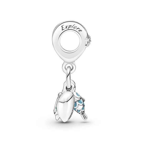 Fish, Sea Turtle & Conch Triple Dangle Charm 