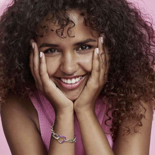 Pandora ME Bright Purple Styling Heart Connector 