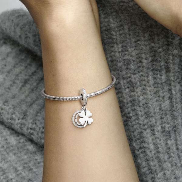 Lucky Four-Leaf Clover Dangle Charm 