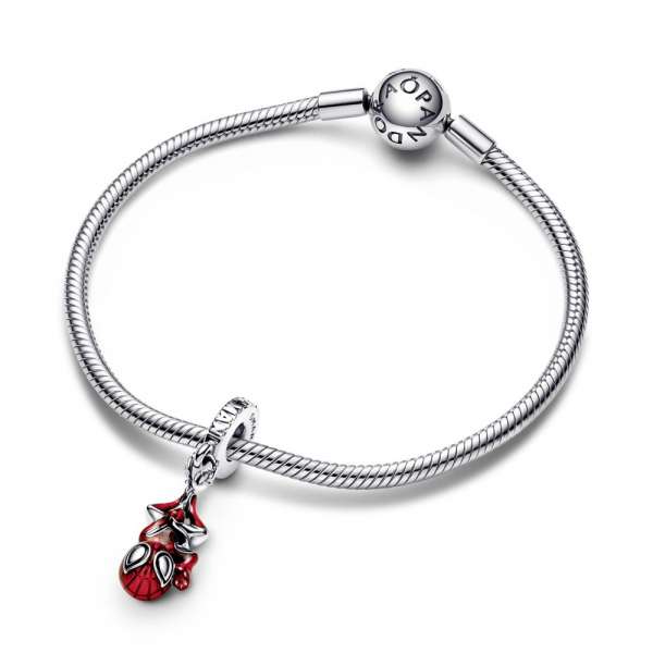 Marvel Spider-Man sterling silver dangle with black and transparent red enamel 