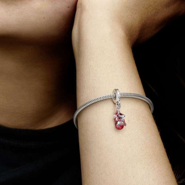 Marvel Spider-Man sterling silver dangle with black and transparent red enamel 