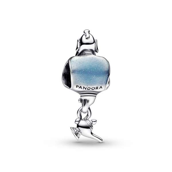 Disney Aladdin Genie sterling silver charm with black, glittery blue and transparent enamel 