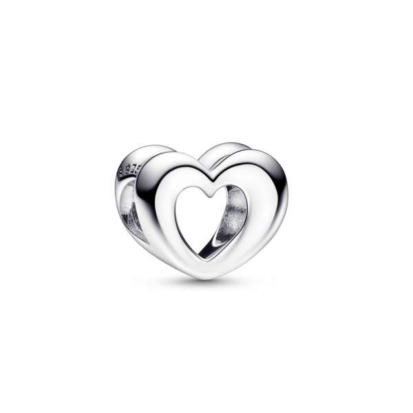 Open heart sterling silver charm 