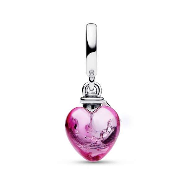 Love potion sterling silver dangle with phlox pink crystal and pink Murano glass 