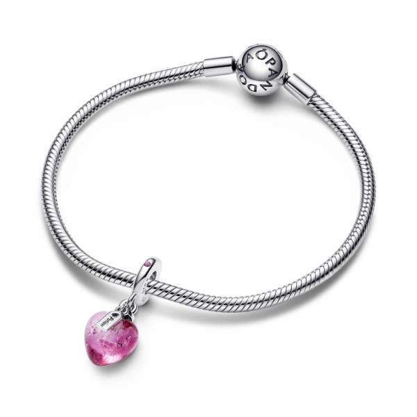 Love potion sterling silver dangle with phlox pink crystal and pink Murano glass 
