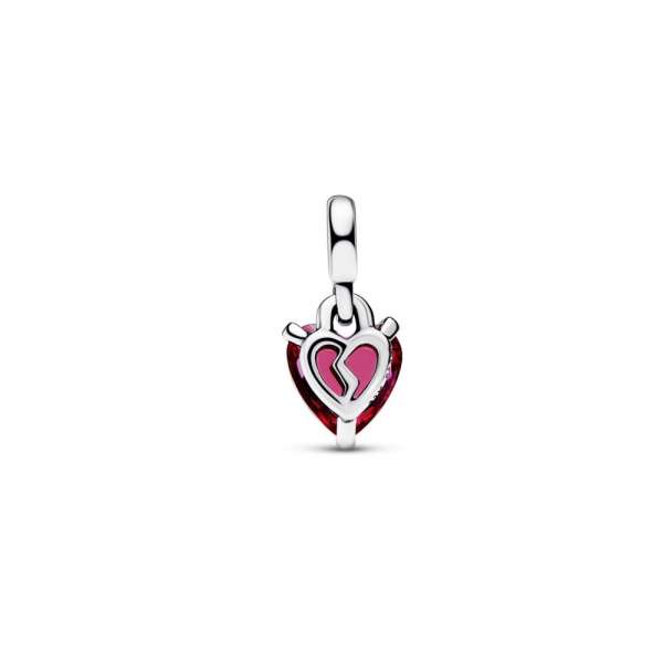 Heart sterling silver mini dangle with cherries jubilee red crystal 