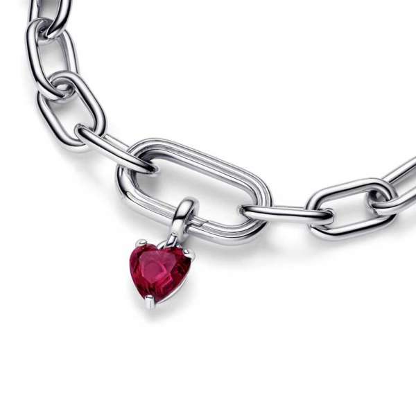 Heart sterling silver mini dangle with cherries jubilee red crystal 