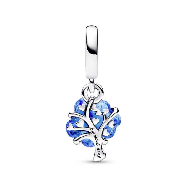 Blue Murano Glass Family Tree Dangle Charm 