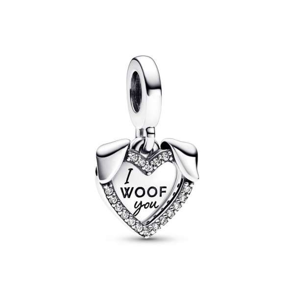 Heart & Dog Double Dangle Charm 