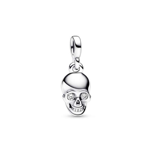 Skull sterling silver mini dangle with clear cubic zirconia 